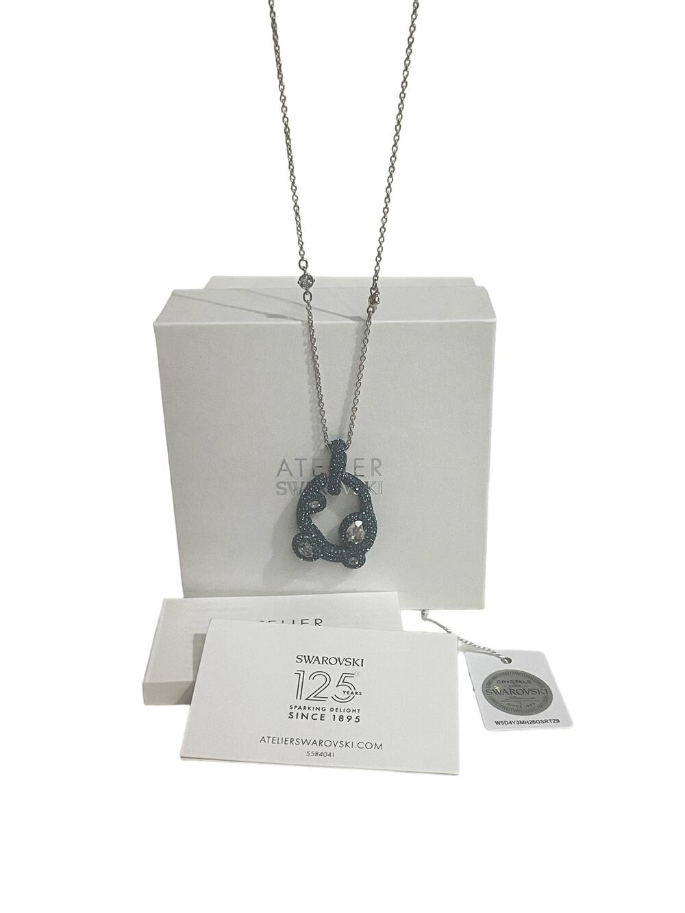 Swarovski Tigris pendant Mixed cuts, Water droplets, Blue, Palladium plated New